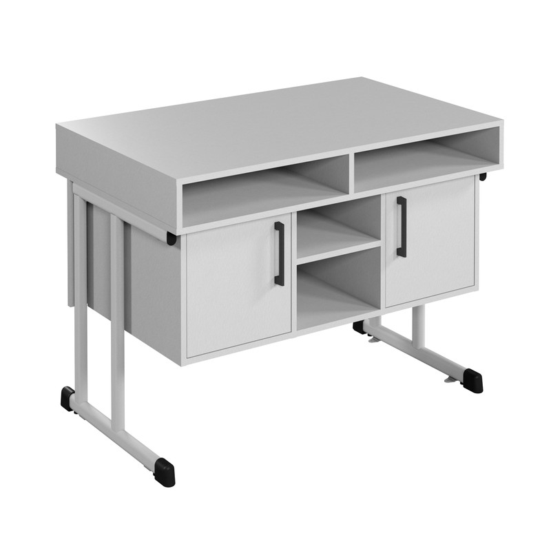 Стіл демонстр. для предмет.кабінет., АНШАР ГРУП (100303 HPL),1200х750х900мм, з нішами, стільниця – з хім.стійким HPL, каркас-посилена вертикал.поскоовал.труба